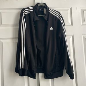 Black Adidas jacket. Size Large. Zipper broken.